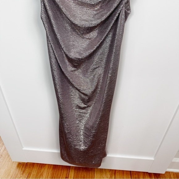 NEW Talbot Runhof Metallic Sheen Sleeveless Dress Gown in Misty Lilac Size 8 - Picture 6 of 16